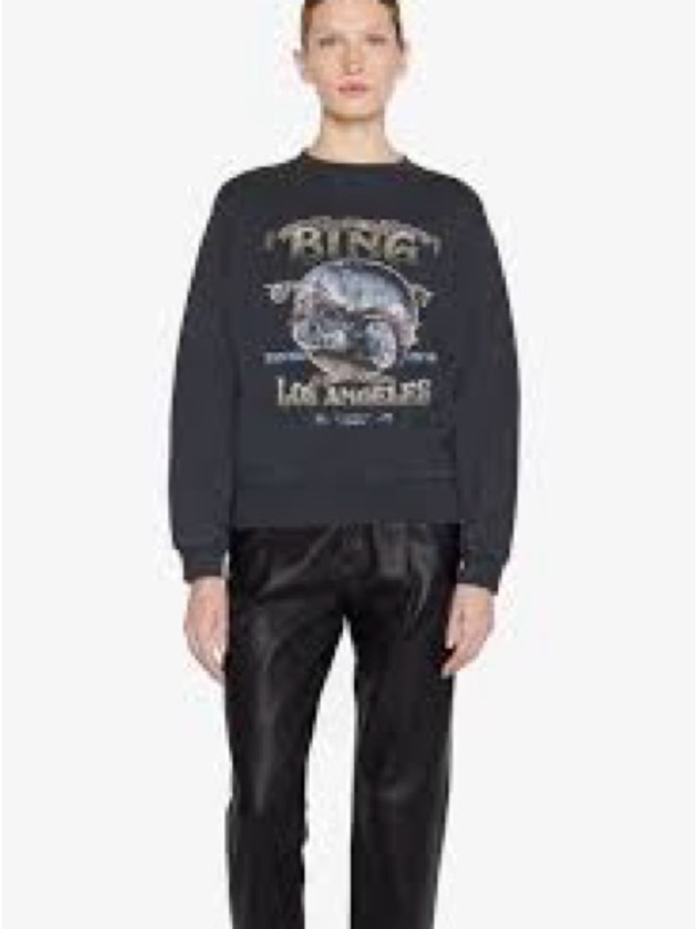 Anine Bing Black Graphic Crewneck Sweatshirt